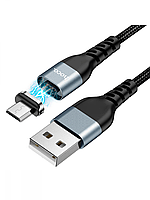 Магнитный кабель Hoco U96 Skill Magnetic USB - microUSB (1.2м, черный)