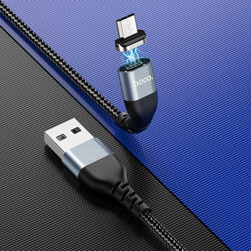 Магнитный кабель Hoco U96 Skill Magnetic USB - microUSB (1.2м, черный) - фото 6 - id-p216582575
