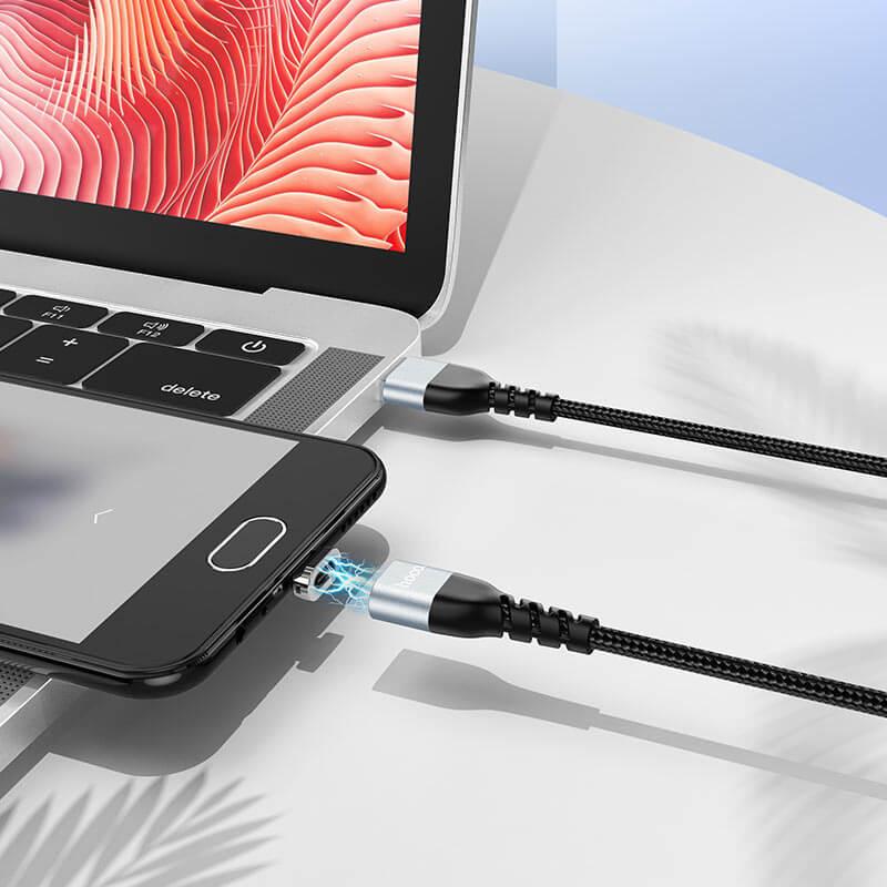 Магнитный кабель Hoco U96 Skill Magnetic USB - microUSB (1.2м, черный) - фото 7 - id-p216582575