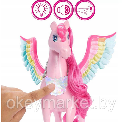Игровой набор Barbie Pinch of Magic Розовый пегас со светом и звуком HLC40, фото 3