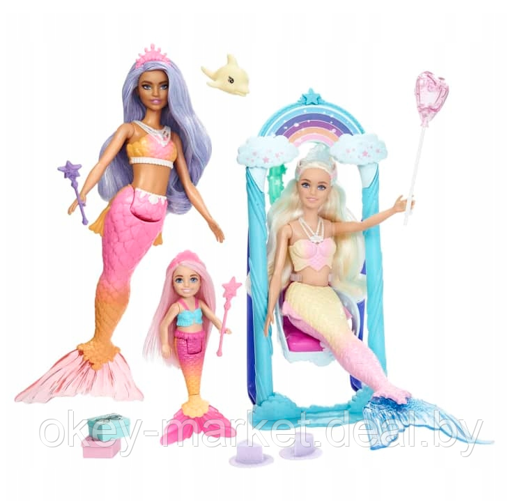 Кукла Barbie Mattel Набор из 3 кукол Челси-русалки Барби с аксессуарами HKB00 - фото 2 - id-p216594851