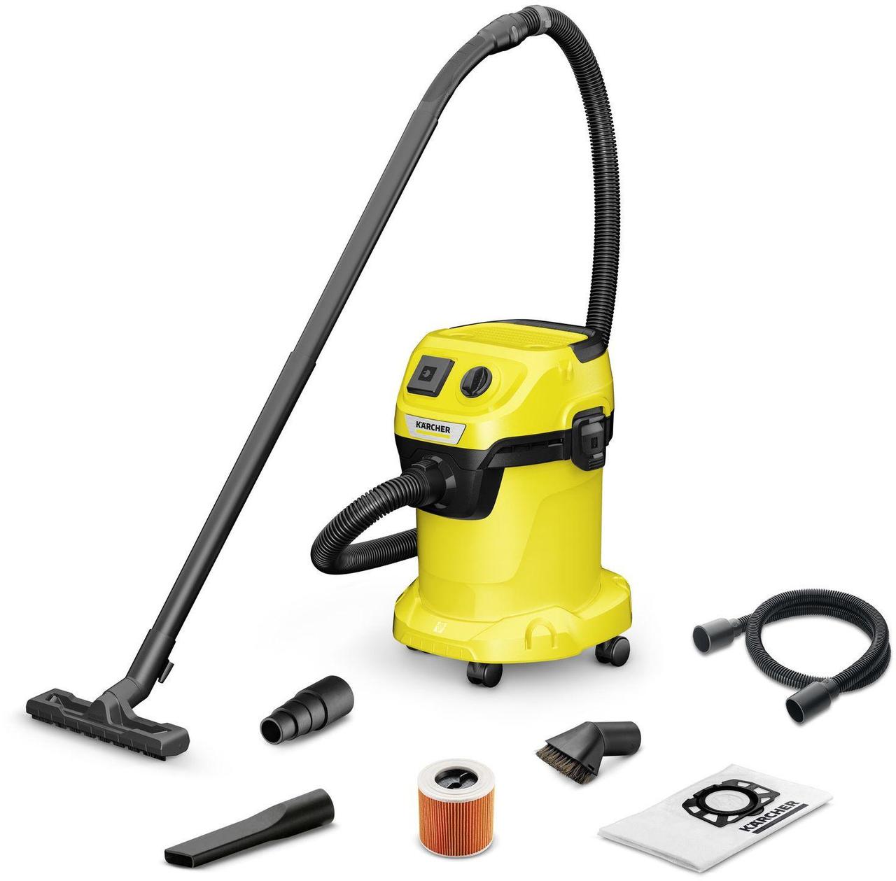 Строительный пылесос Karcher WD 3 P V-17/4/20 Workshop 1000Вт желтый - фото 1 - id-p216604463