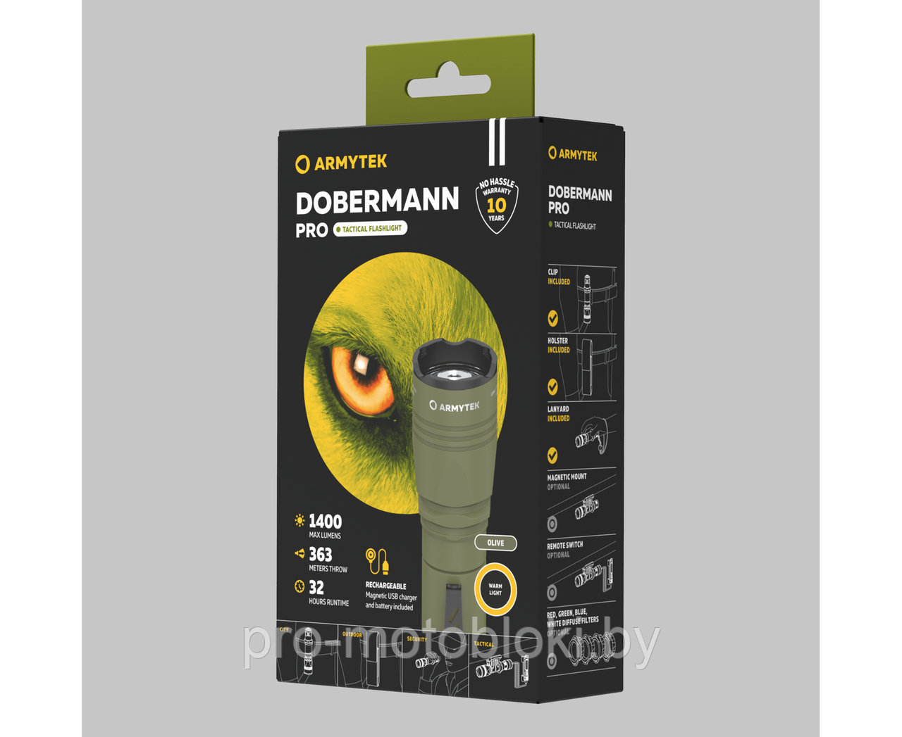 Фонарь Armytek Dobermann Pro Magnet USB Olive Теплый - фото 4 - id-p216611118