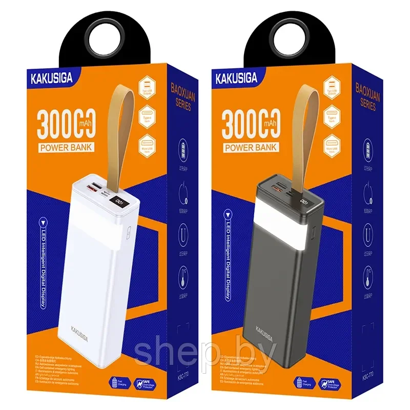 Внешний аккумулятор Powerbank KAKUSIGA KSC-770 30000mAh цвет : белый - фото 4 - id-p216611992