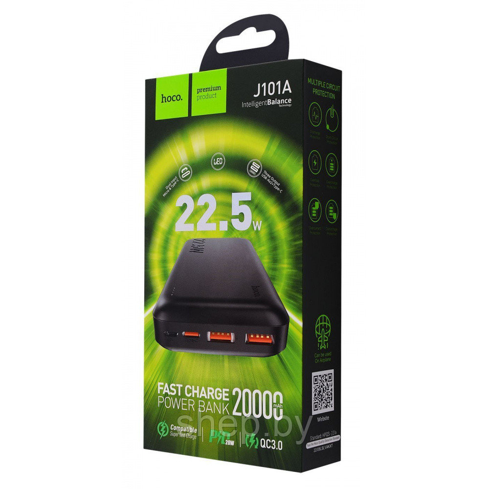 Внешний аккумулятор Hoco J101A PD20W+QC3.0 20000mAh цвет: черный - фото 4 - id-p216612747