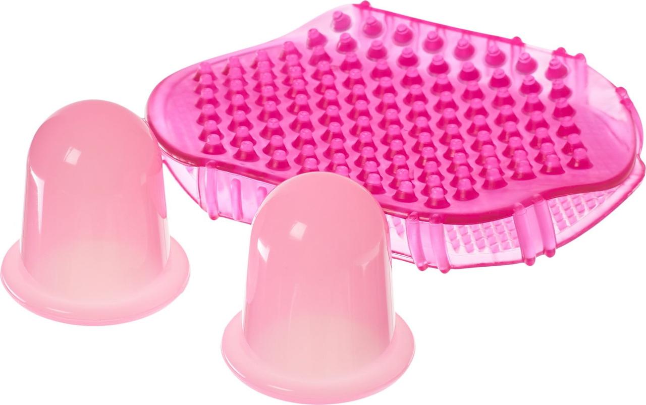 Массажный набор “Антицеллюлит” (2 pcs Cupping and Massage Bath Mitt set, pink)