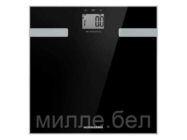 Весы напольные ASB-473 NORMANN (180 кг, стекло 6 мм, дисплей 50х35 мм, изм-ние уровня воды,жира, мышечной