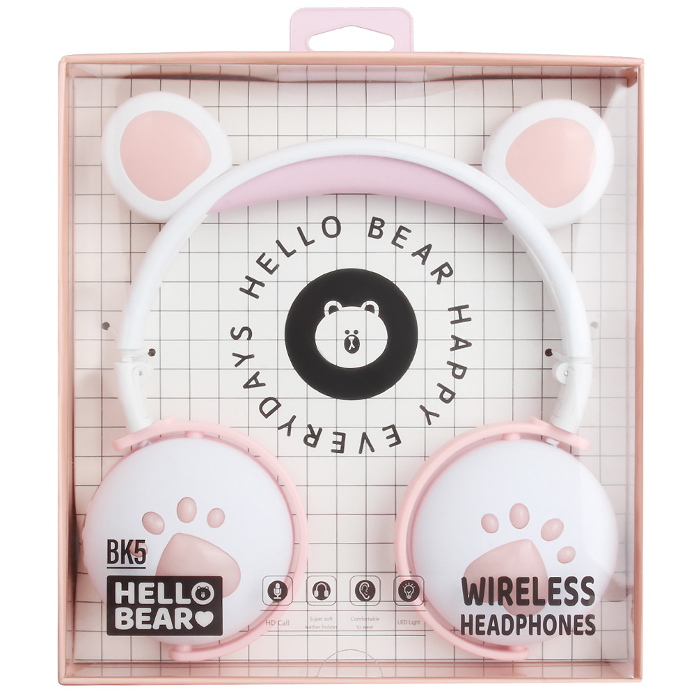Детские беспроводные наушники BK5 Hell Bear (розовый) - фото 3 - id-p216581332