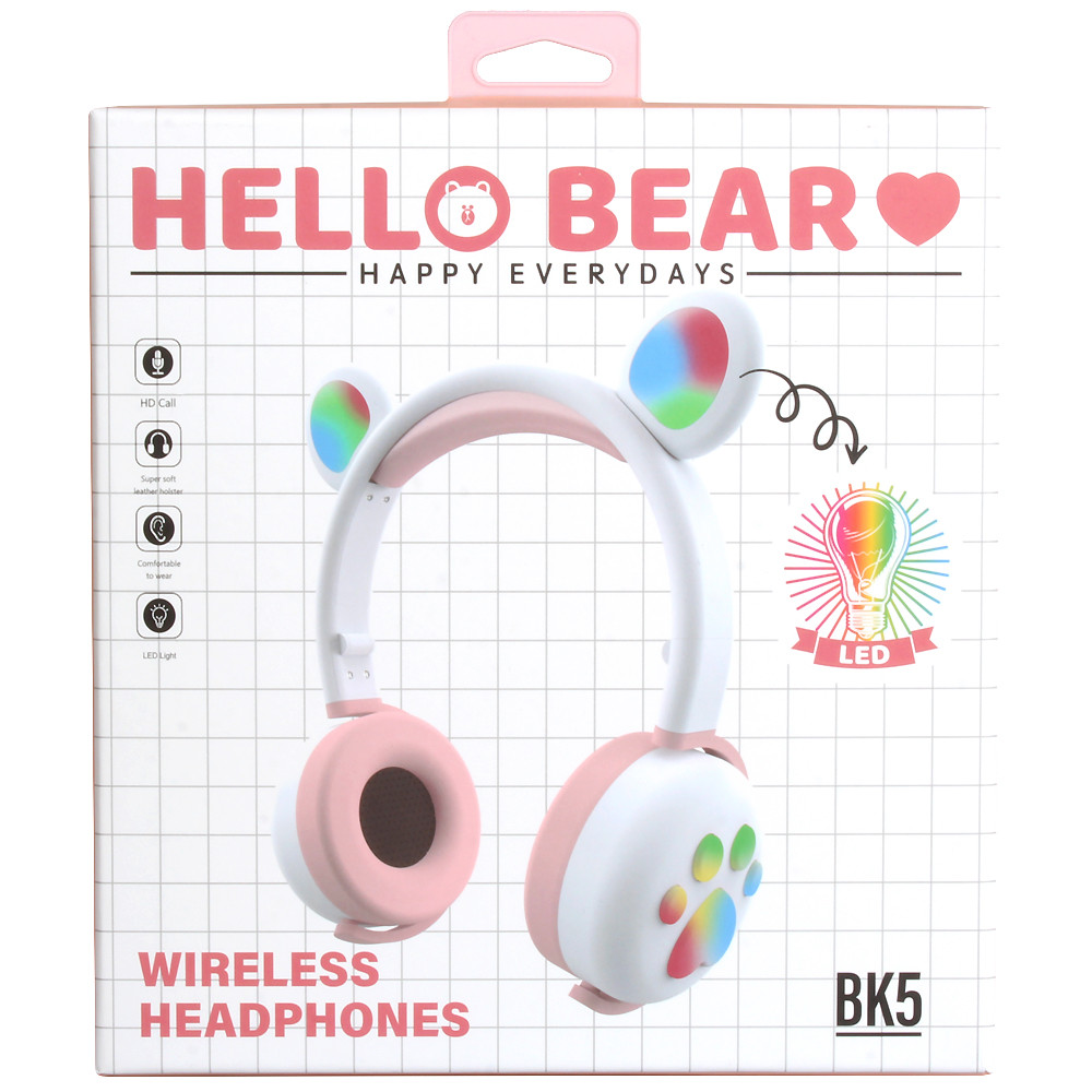 Детские беспроводные наушники BK5 Hell Bear (розовый) - фото 4 - id-p216581332