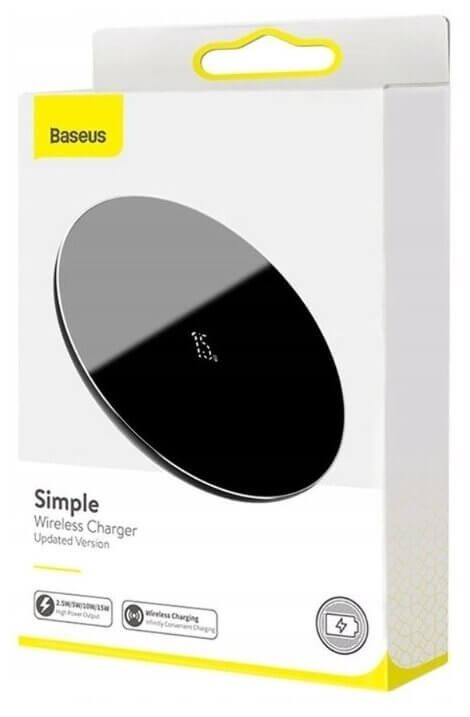 Беспроводная зарядка Baseus Simple Wireless Charger 15W (черный) - фото 5 - id-p216581354