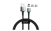 Кабель Baseus Zinc Magnetic Cable Kit 3 в 1 USB - microUSB, Lightning, Type-C (1м, черный)