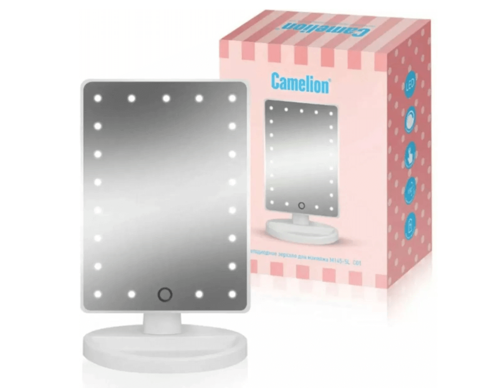 Зеркало косметическое настольное Camelion M145-SL (белый) - фото 1 - id-p216581465