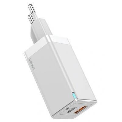 Сетевое зарядное устройство Baseus GaN Mini Quick Charger C+U 45W EU (CCGAN-Q02) белый - фото 3 - id-p216581488