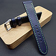 РЕМЕШОК РУЧНОЙ РАБОТЫ ИЗ КОЖИ СИНЕГО ЦВЕТА ОТ REMENMASTER ДЛЯ ЧАСОВ 22 ММ АРТИКУЛ M153-22-20, фото 6