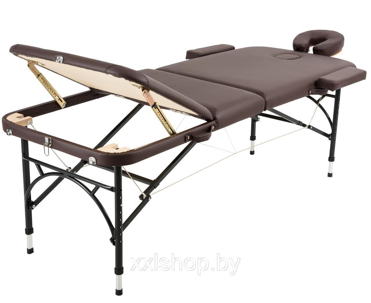 Массажный стол складной Atlas Sport Strong (70 см 3-с алюминиевый усиленная столешница) коричневый - фото 2 - id-p172494500