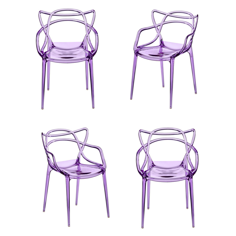 Комплект из 4-х стульев Masters прозрачный сиреневый - фото 1 - id-p216620907