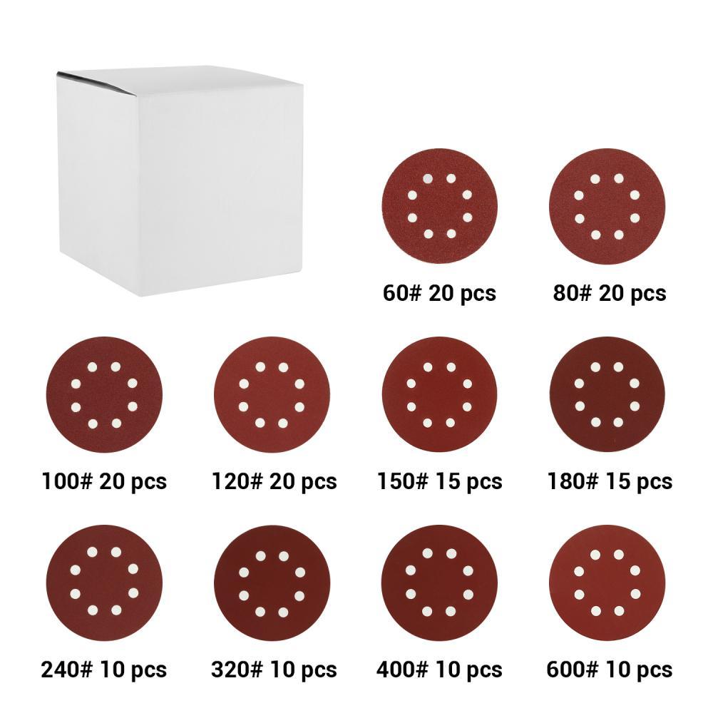 Набор шлифовальных кругов D 125 мм зерно P60, P80, P100, P120, P150, P180, P240, P320, - фото 1 - id-p216621242