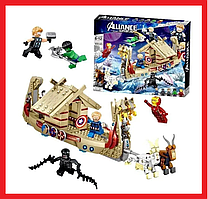 64135 Конструктор Корабль Асгарда: Козья лодка, 525 элементов, аналог LEGO Marvel Super Heroes 76208