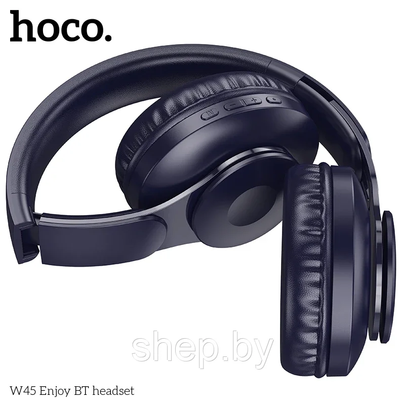 Беспроводные наушники Hoco W45 полноразмерные с микрофоном цвет : молочный, черный, синий NEW!!! - фото 4 - id-p216624533
