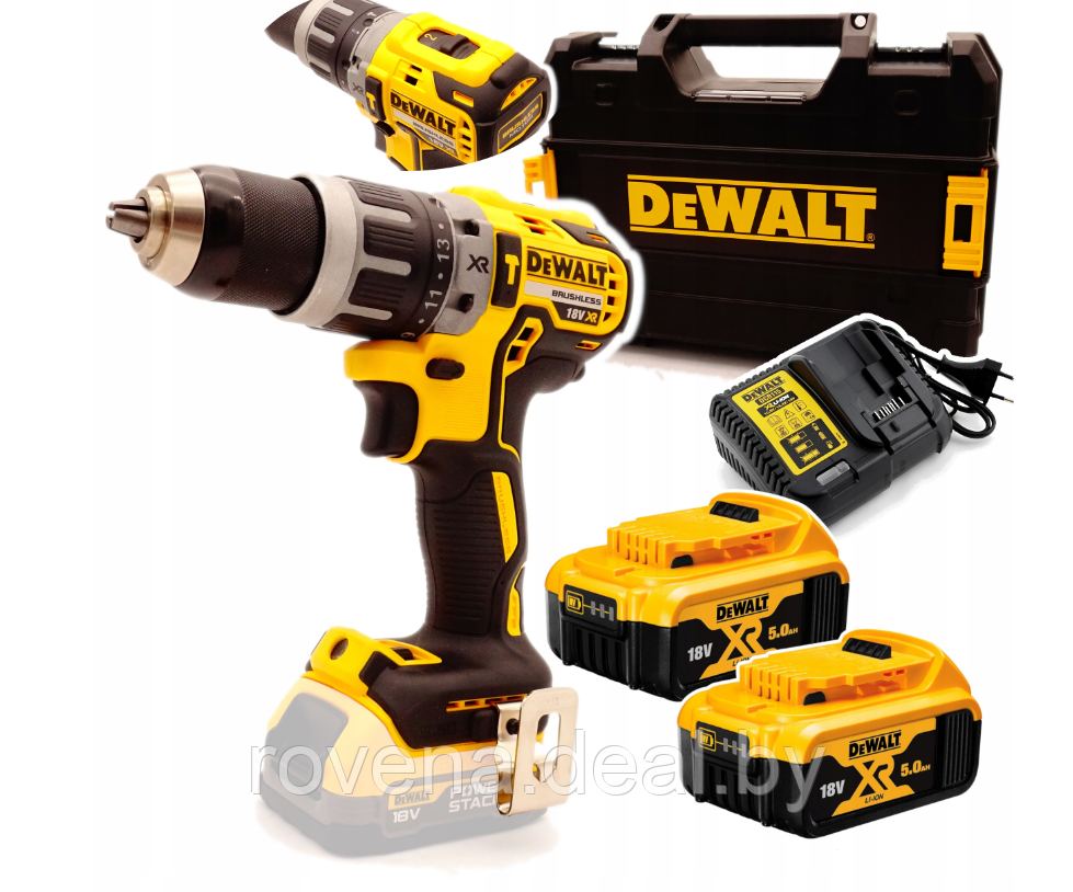 Дрель-Шуруповерт DeWALT DCD796P2T 70 Нм бесщеточный аккумуляторный 2x5Ah с ударом - фото 1 - id-p216631288