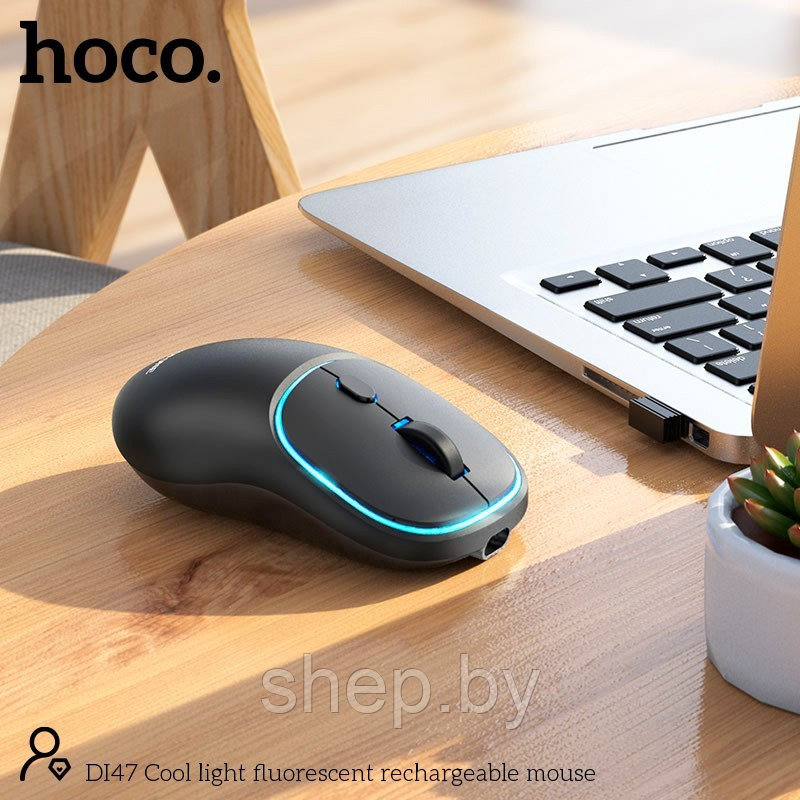 Мышь беспроводная Hoco DI47 (Bluetooth,аккумулятор,подсветка) цвет: черный - фото 4 - id-p216637006