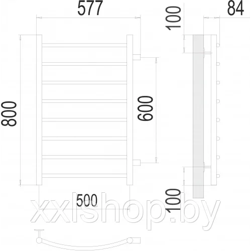 Полотенцесушитель Terminus Классик П8 500х800 бп 600 - фото 2 - id-p216637085