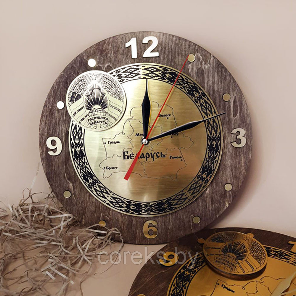 Часы деревянные "Беларусь" (диаметр 28 см) - фото 1 - id-p173533039