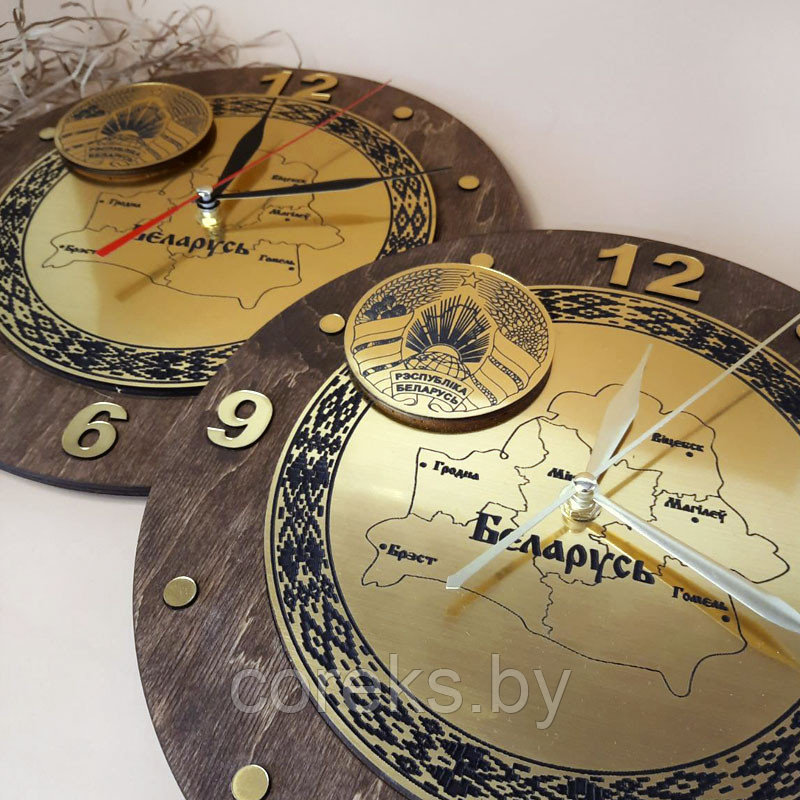 Часы деревянные "Беларусь" (диаметр 28 см) - фото 2 - id-p173533039