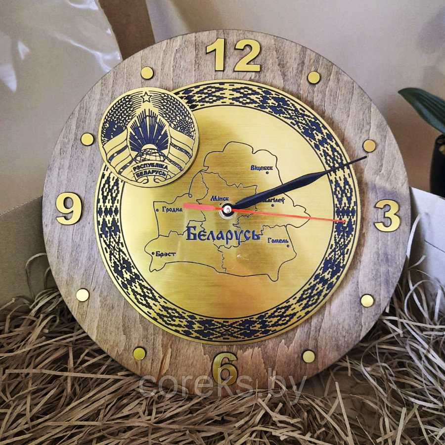 Часы деревянные "Беларусь" (диаметр 28 см) - фото 3 - id-p173533039