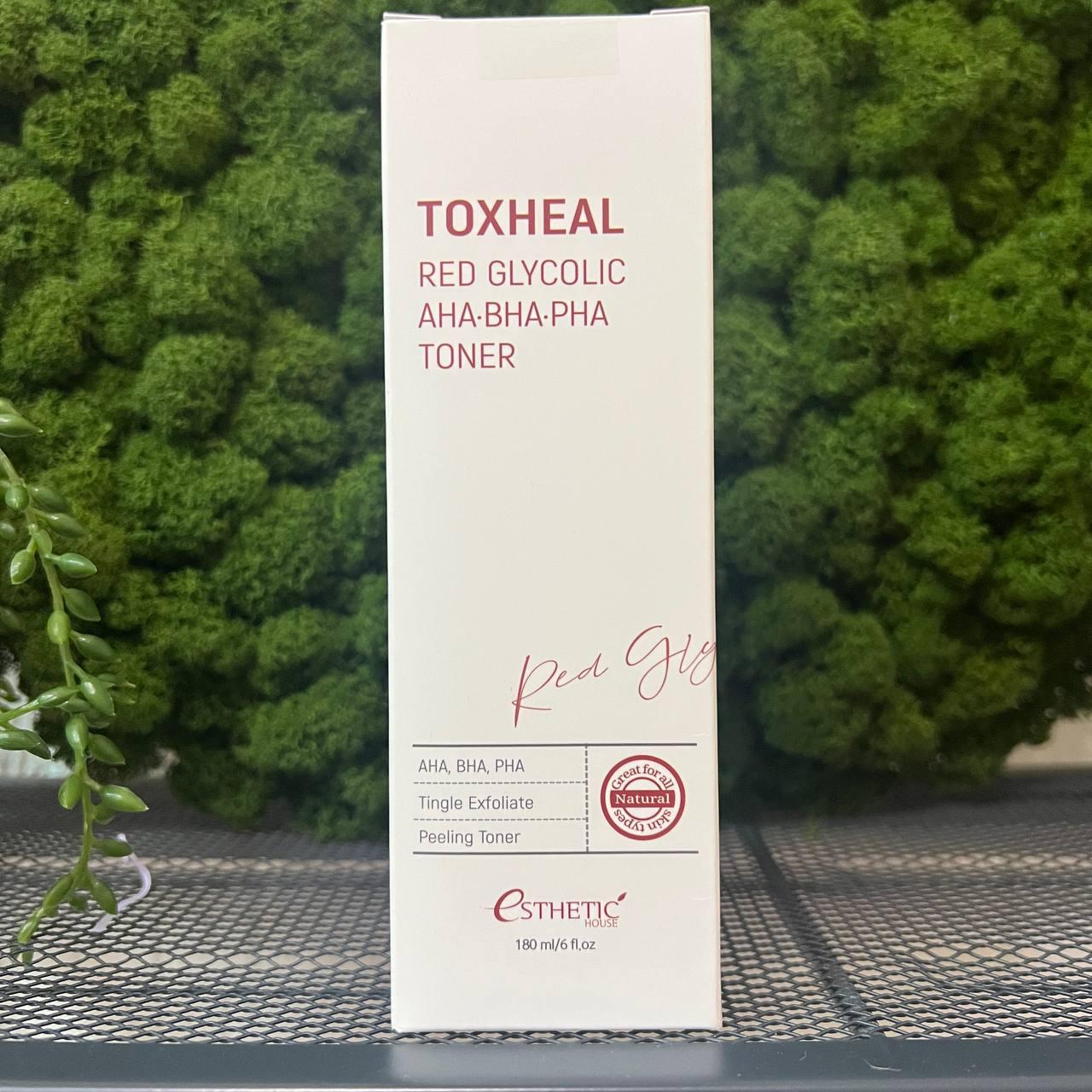 Тонер с гликолевой кислотой Esthetic House Toxheal Red Glycolic AHA-BHA-PHA Toner, 180мл - фото 1 - id-p216637733