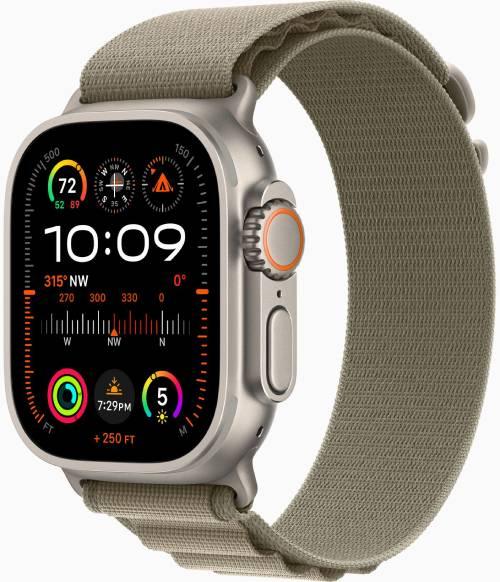 Apple Apple Watch Ultra 2 GPS + Cellular 49мм Titanium Case with Olive Alpine Loop - фото 1 - id-p216637048