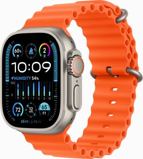 Apple Apple Watch Ultra 2 GPS + Cellular 49мм Titanium Case with Orange Ocean Band (One Size) - фото 1 - id-p216637054