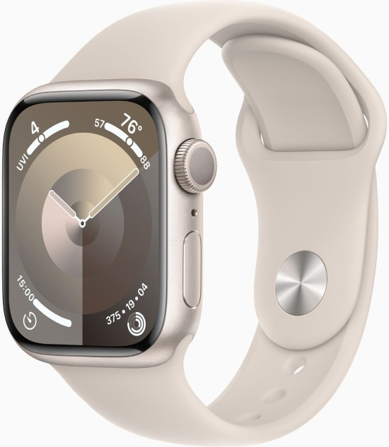 Apple Apple Watch Series 9 GPS 41mm Starlight Aluminum Case with Starlight Sport Band (MR8T3) - фото 1 - id-p216637056