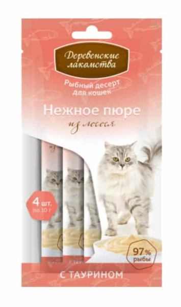 Нежное пюре для кошек из лосося "Деревенские лакомства" 4 шт по 10 гр