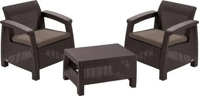 Набор уличной мебели (два кресла,стол) CORFU II WEEKEND SET коричневый - фото 1 - id-p216642349