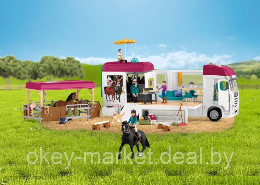 Игровой набор Schleich Horse Club автомобиль для перевозки лошадей + аксессуары 42619 - фото 7 - id-p216644128