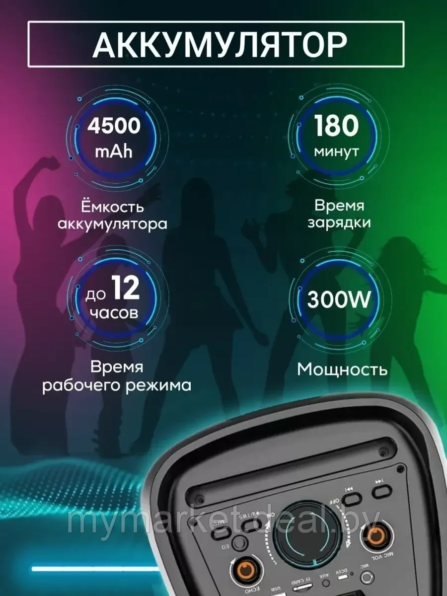 Акустическая колонка напольная Bluetooth ZQS-6213 с микрофоном - фото 4 - id-p216644192