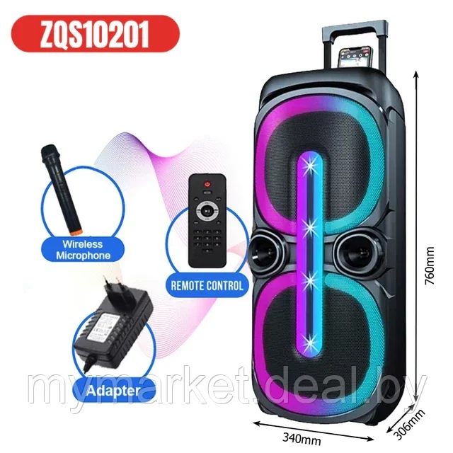 Акустическая колонка напольная Bluetooth ZQS-10201 с микрофоном - фото 2 - id-p216644193