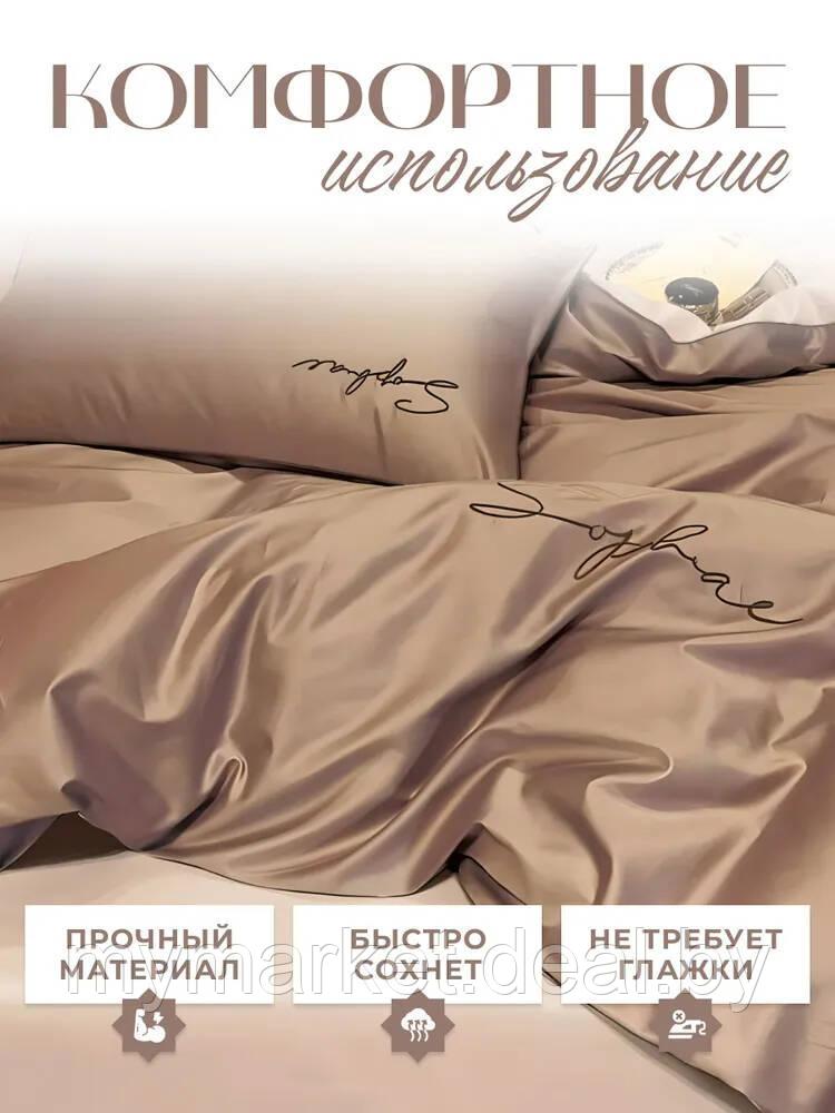 Комплект постельного белья Евро MENCY ЖАТКА Бежевый/кремовый - фото 2 - id-p216644383