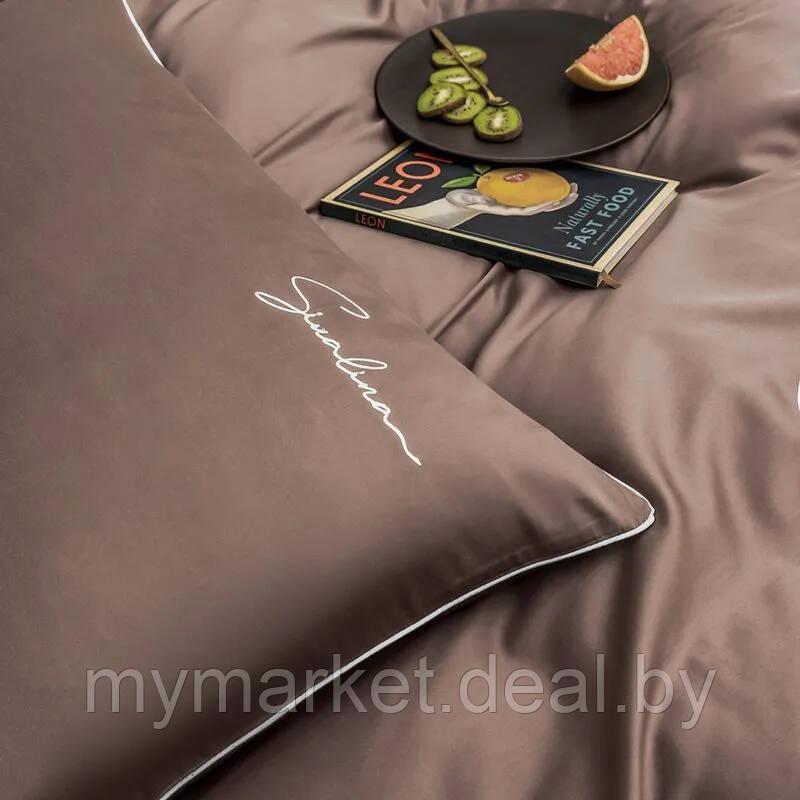 Комплект постельного белья Евро MENCY ЖАТКА Коричневый - фото 3 - id-p216644388