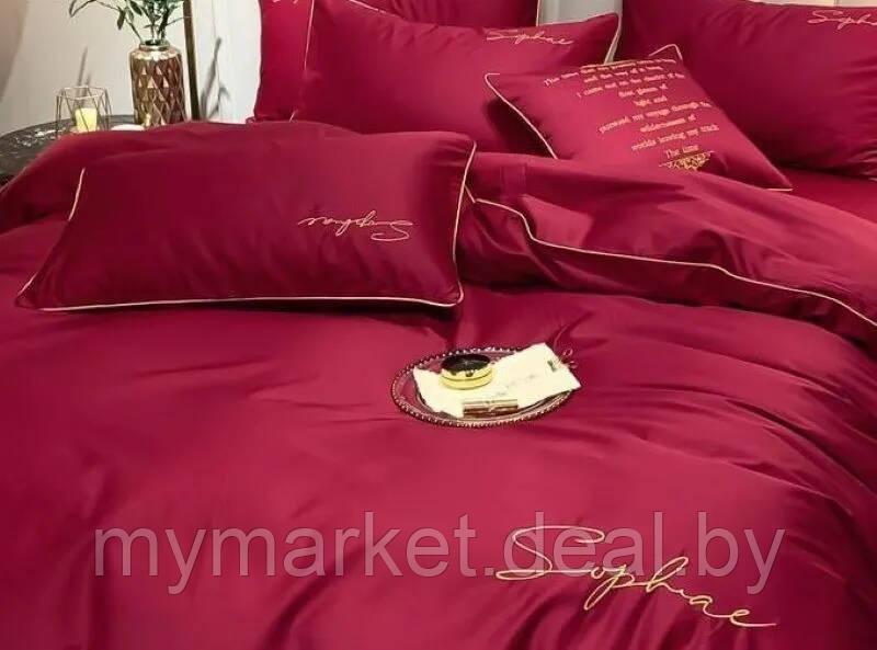 Комплект постельного белья 2-x спальный MENCY ЖАТКА Красный / простыня на резинке - фото 3 - id-p216644398