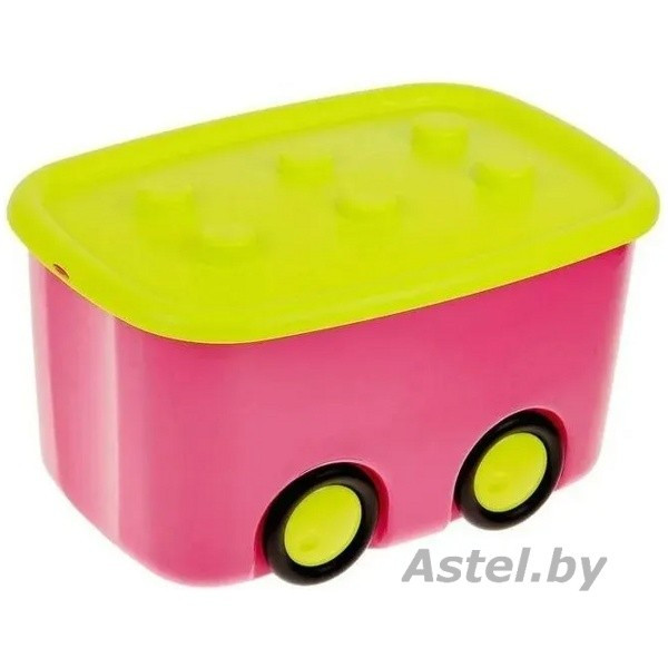 Ящик для игрушек на колесиках МОБИ Малиновый М2598 44л - фото 3 - id-p216646355