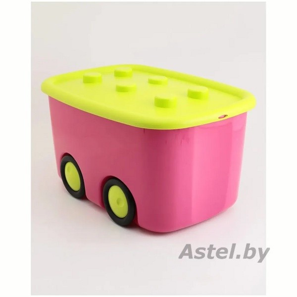 Ящик для игрушек на колесиках МОБИ Малиновый М2598 44л - фото 4 - id-p216646355