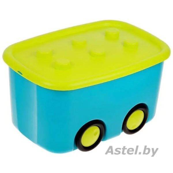 Ящик для игрушек на колесиках МОБИ Бирюзовый М2598 44л - фото 1 - id-p216646356