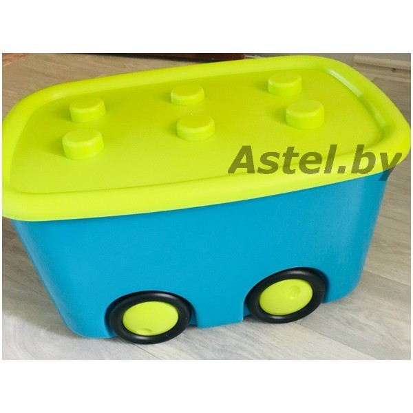 Ящик для игрушек на колесиках МОБИ Бирюзовый М2598 44л - фото 2 - id-p216646356