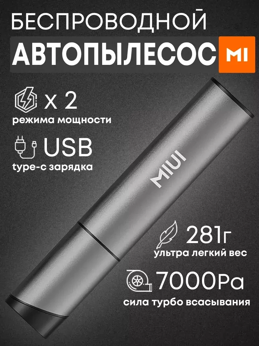 Пылесос для автомобиля беспроводной мощный на аккумуляторе Smart MIUI - фото 1 - id-p216388401