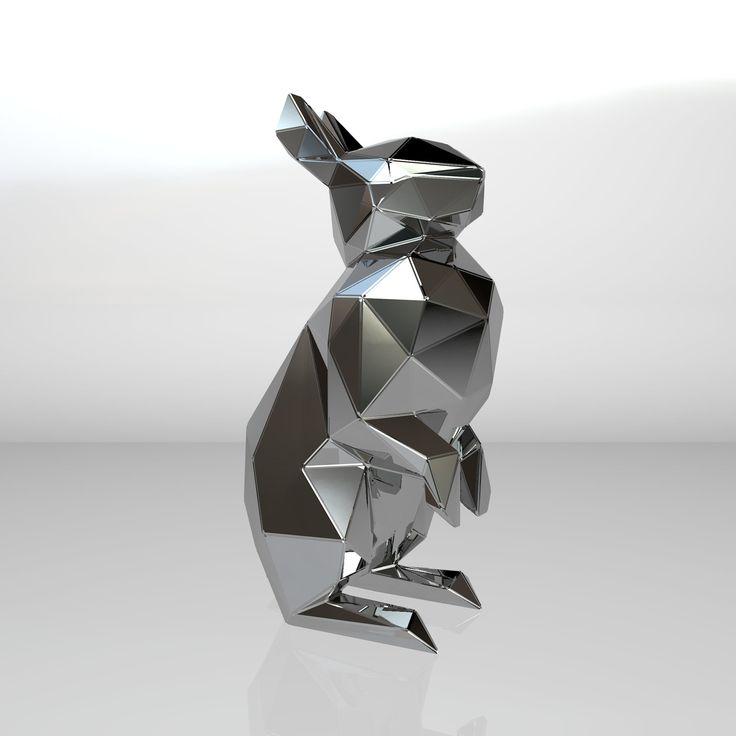 Полигональная скульптура:  "Заяц: Грация Скорости и Нежности"