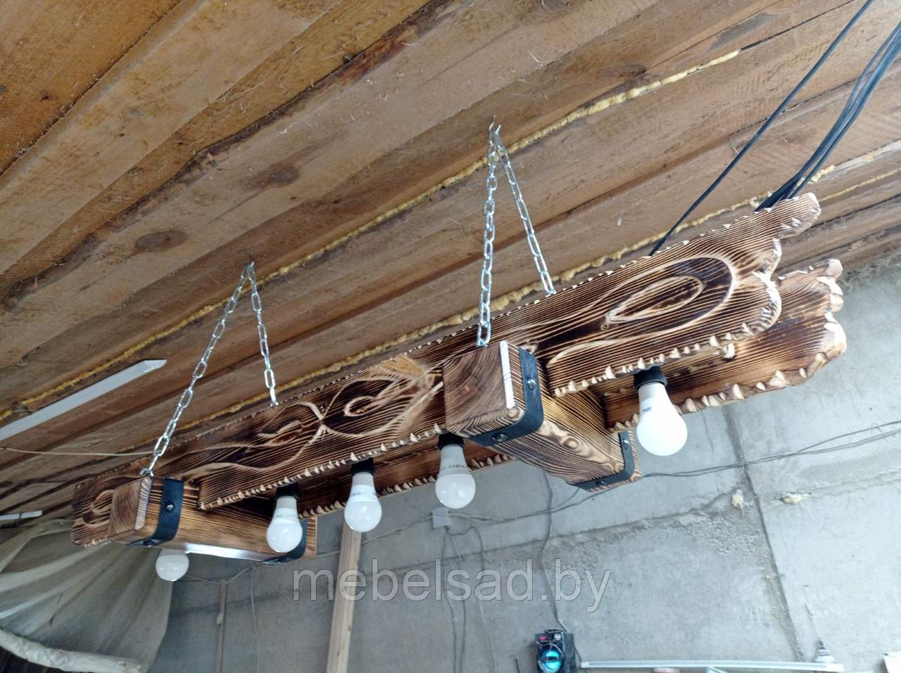 Люстра деревянная рустикальная "Викинг Премиум" на 5 ламп