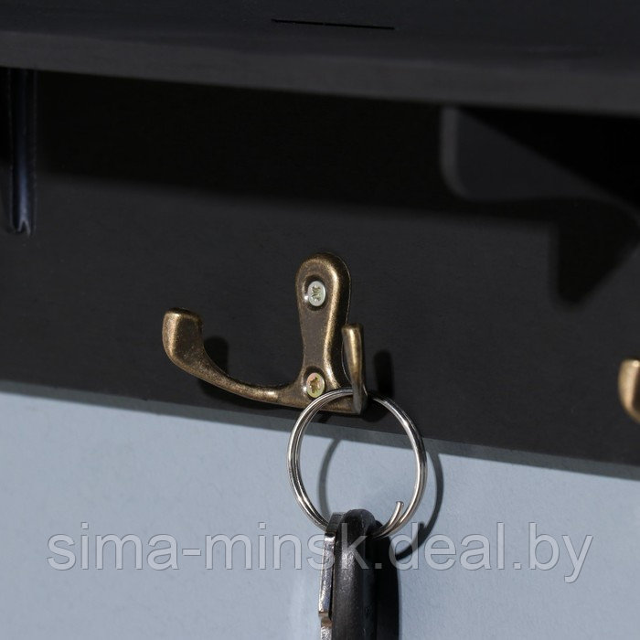Ключница с полкой "Home" чёрный цвет, 28х23х7,5 см - фото 2 - id-p214816196