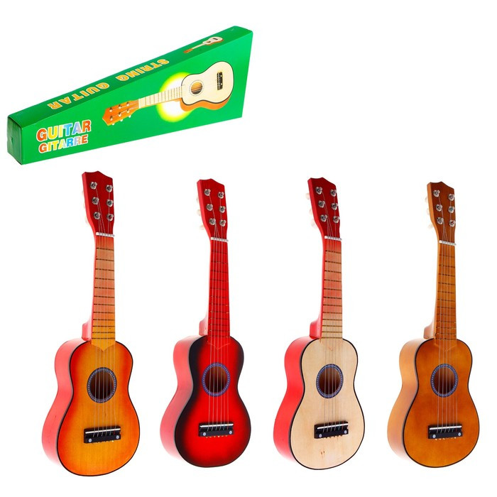 Игрушка музыкальная «Гитара» 52 см, 6 струн, медиатор, цвета МИКС - фото 1 - id-p180508852